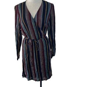 Rails Womens Dress Size Large Multicolor Lola Metallic Wrap Varadero Striped